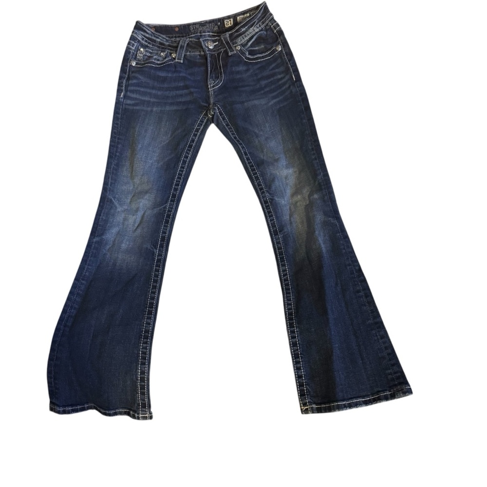 Miss Me Women's Blue Flared Jeans bootcut Sz 27 (size 4) concert festival biker - Picture 3 of 11